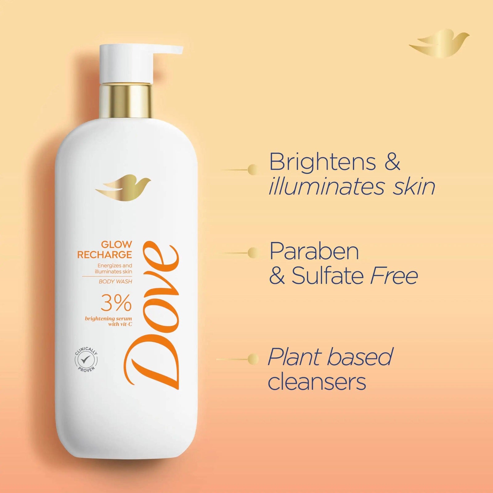 Dove Exfoliating Body Wash Glow Recharge Energizes & illuminates skin 3% brightening serum & Body Wash Exfoliate Away Micro-polishes for silkier skin 4% refining serum with AHA 18.5 oz Baby Wash + Body Wash Exfoliate Away - Evallys.com # #