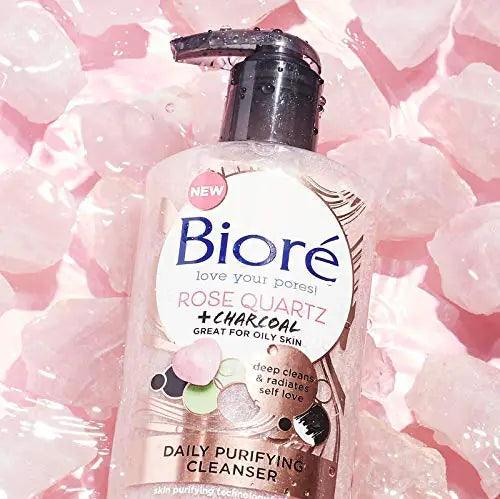 Bioré Rose Quartz + Charcoal Daily Face Wash, Oil Free Facial Cleanser Energizes Skin, Dermatologist Tested and Cruelty Free, 6.77 Ounces (Pack of 3) 6.77 Fl Oz (Pack of 3) - Evallys.com # #