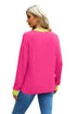 WIHOLL Womens Tunic Tops Long Sleeve Striped Shirts Crewneck Tops Plain Hot Pink X-Large - Evallys.com # #