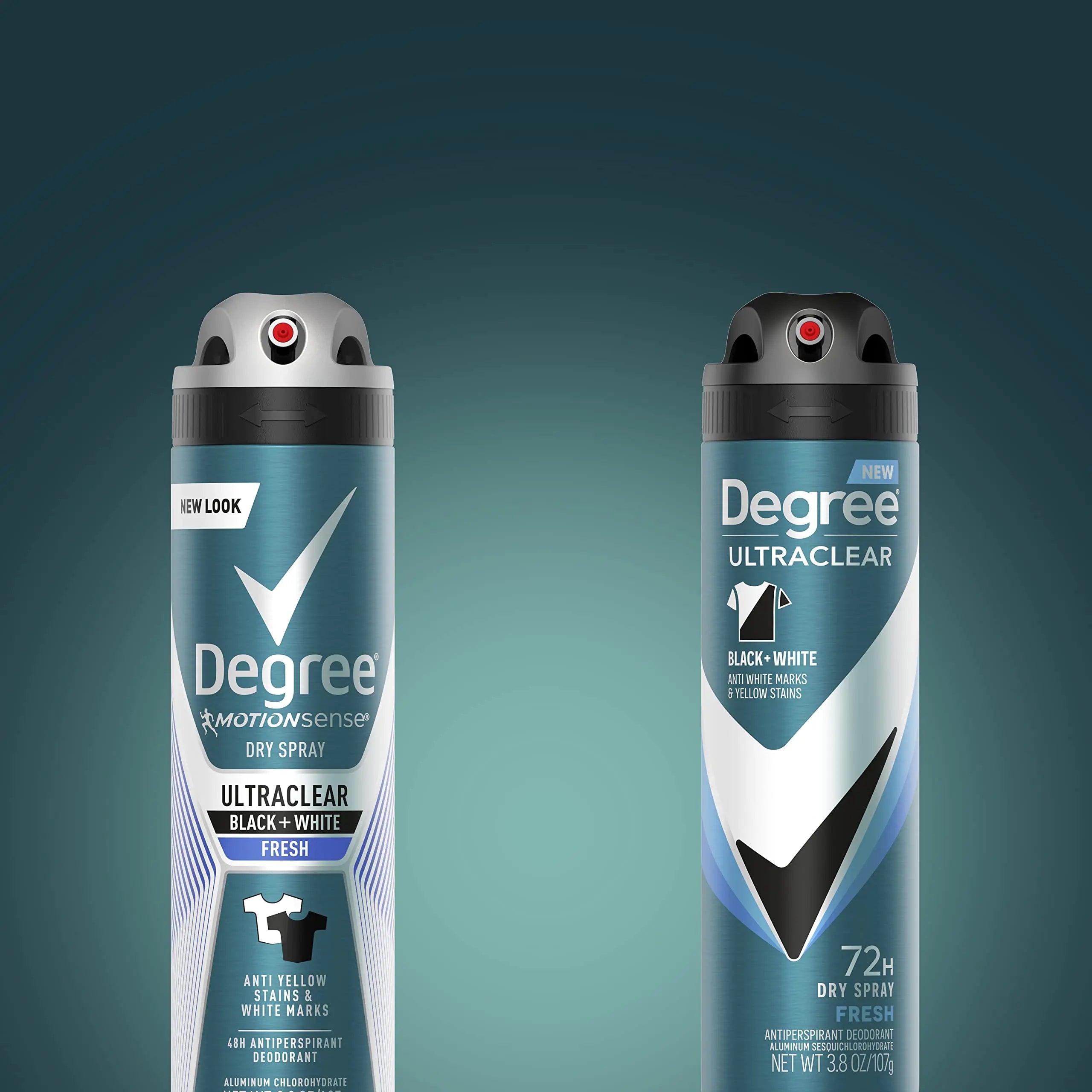 Degree Men Antiperspirant Spray Black + White 3 Count Protects from Deodorant Stains Instantly Dry Spray Deodorant 3.8 oz Fresh 3.8 Ounce (Pack of 3) - Evallys.com # #