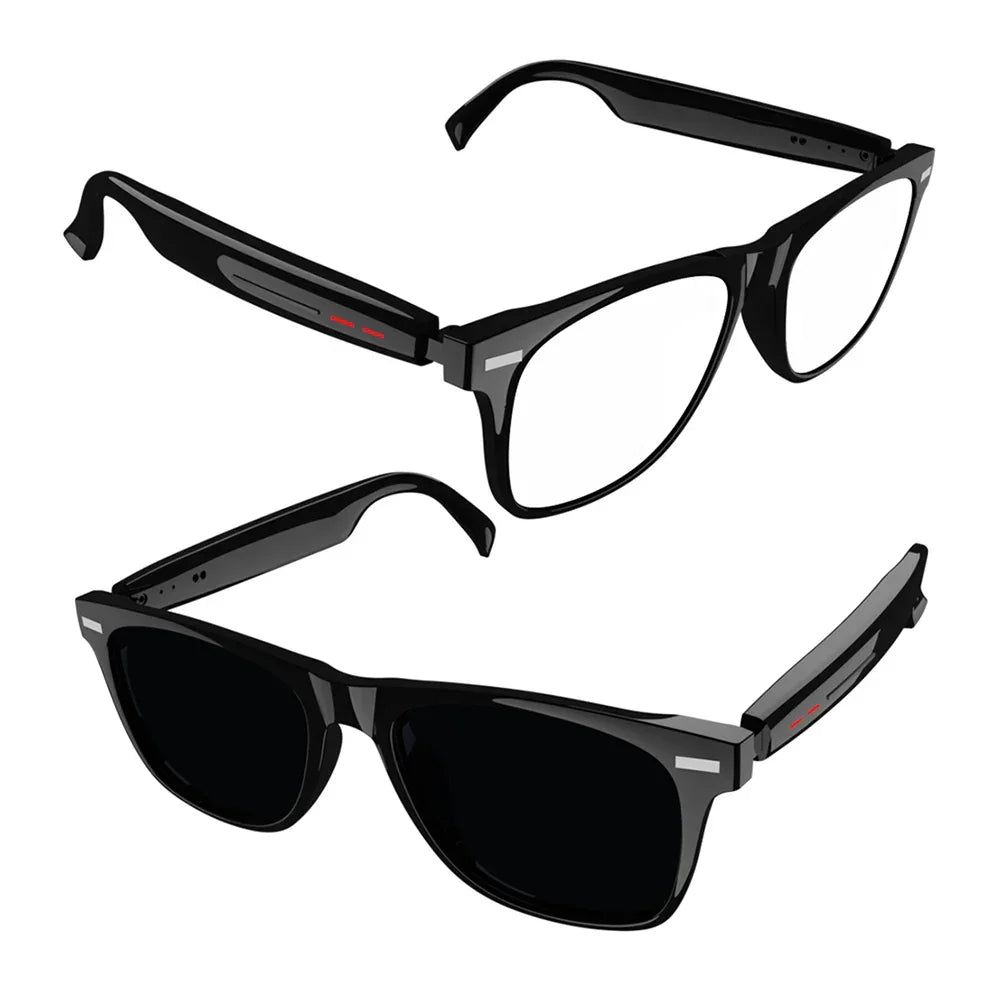 Smart Glasses Remote Shooting Outdoor Sport Glasses with Camera Open Ear Sound Mic & Speakers Wearable Eyeglass for Men & Woman - Evallys.com