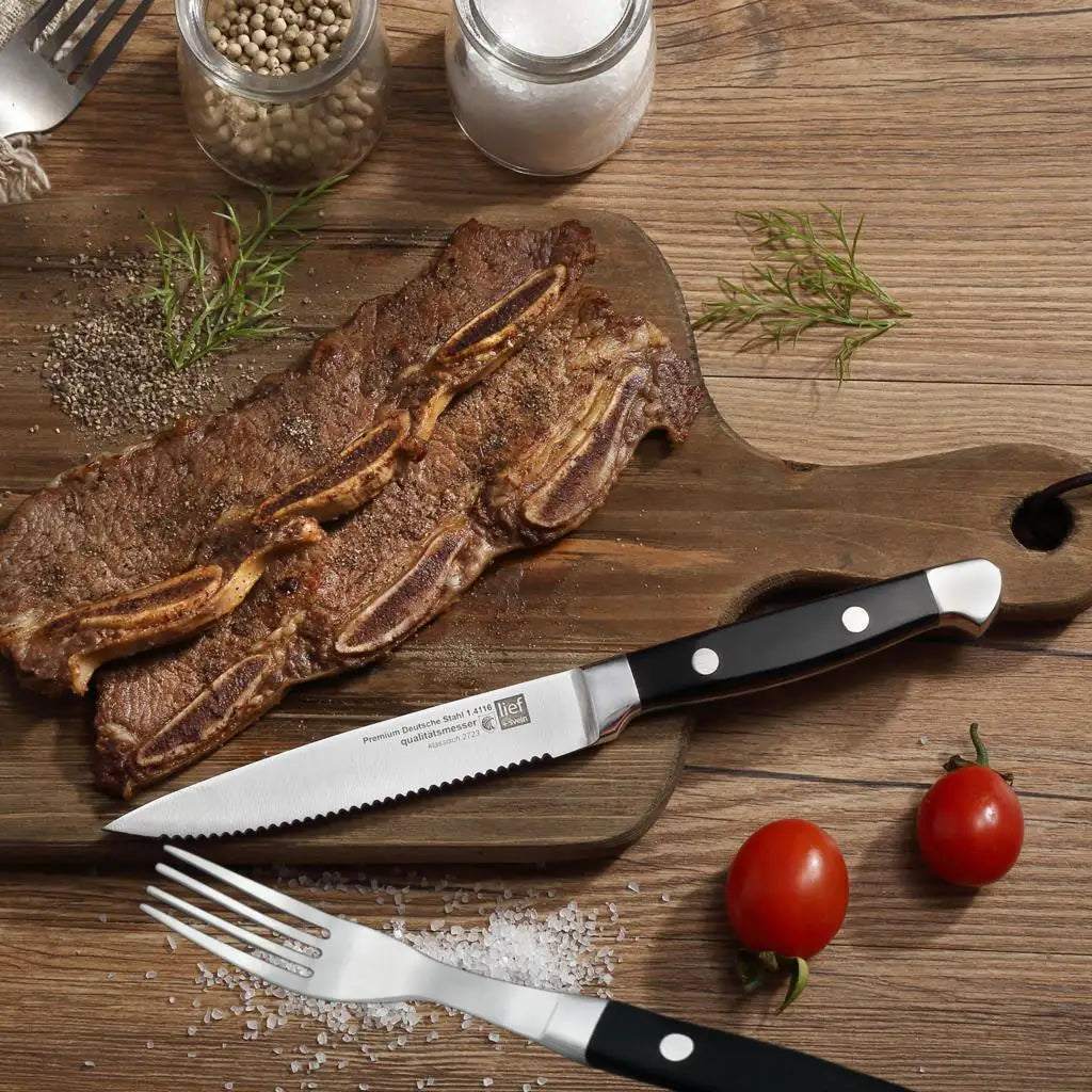 4/6/8p Beef Steak Knife And Fork Set Stainless Steel Highly Polished Handles High Quality Home Hotel Steak Restaurant Tableware