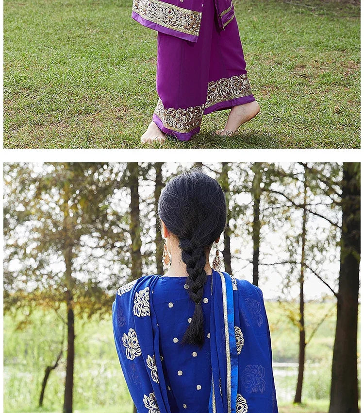 Exotic Indian Dance Dress – Ethnic Sari Style Two-Piece Set for Women - Evallys.com