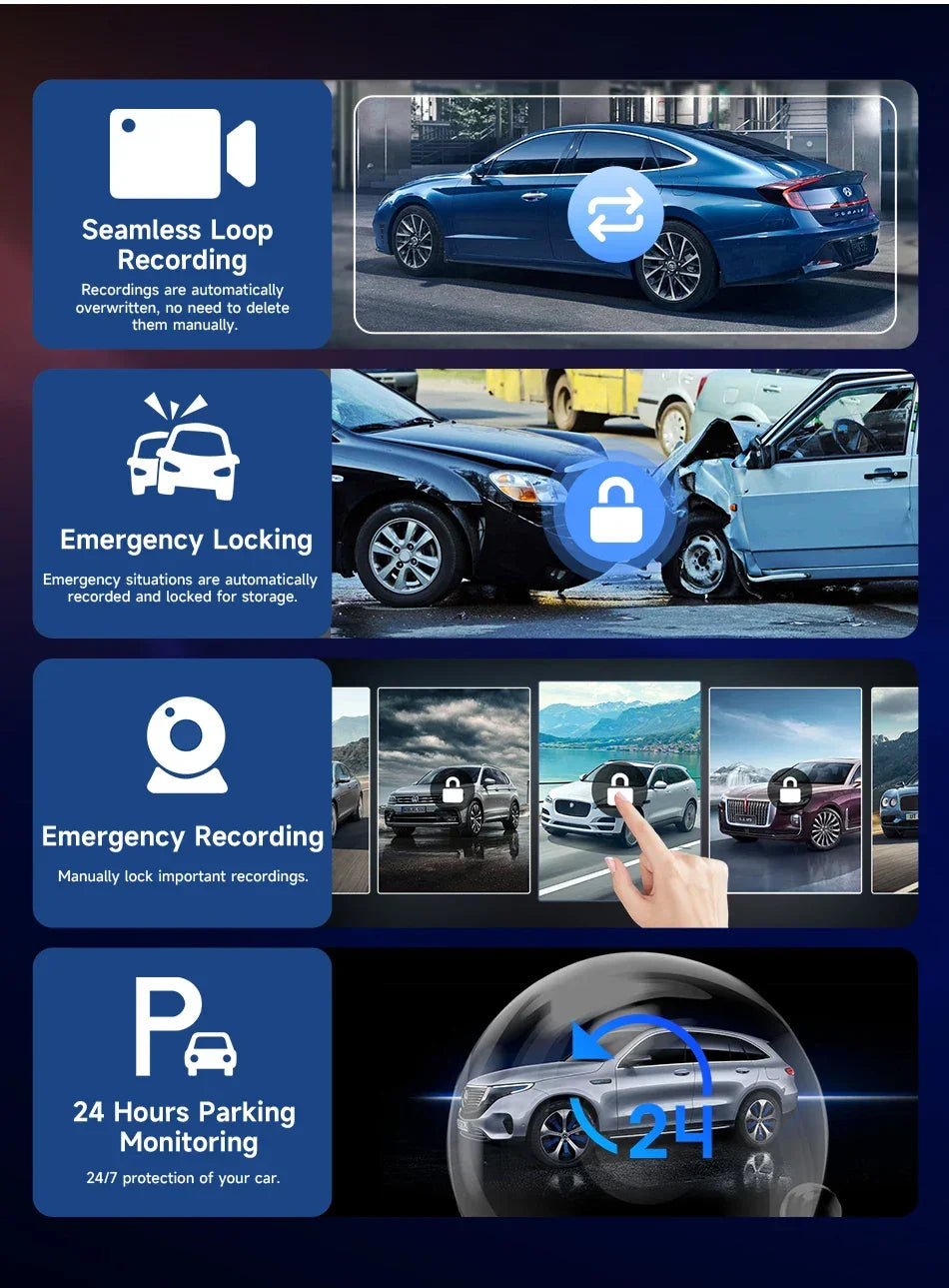 11.26 inch Car DVR 4K Dash Cam Dual Lens Wireless Carplay & Android Auto Video Recorder Monitor GPS Navigation 5G Wifi FM AUX - Evallys.com