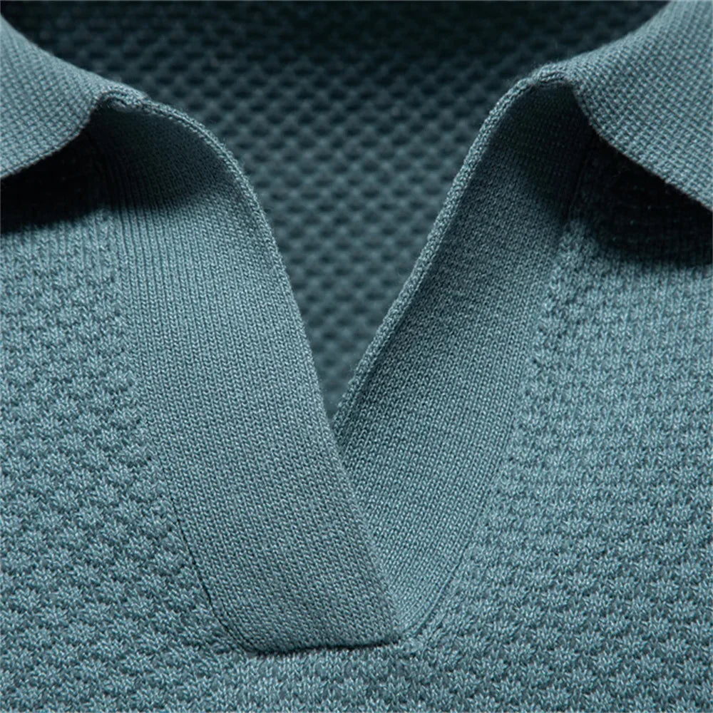 AIOPESON Men's Summer Breathable Polo Shirt Short Sleeve Solid Color Casual Polo Shirts for Men Lightweight Stretch Polo ﻿ - Evallys.com