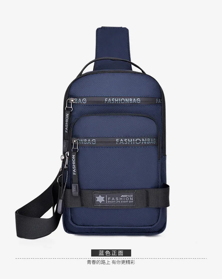 Chest Bag For Men New Large Capacity Shoulder Korean Version Travel Lightweight Nylon Crossbody Bag Backpack - Evallys.com