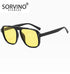 SORVINO Oversized Red Square Rivets Sunglasses Fashion Women Vintage Brand Designer Men Trendy Yellow Sun Glasses Shades UV400 - Evallys.com