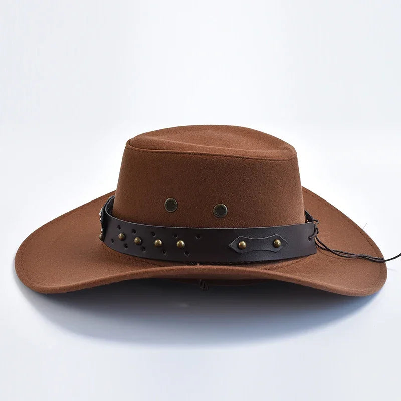 Vintage Suede Western Cowboy Hat – Party & Cosplay Big-Brim Cap - Evallys.com
