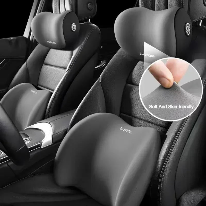 Car Headrest Lumbar Support Memory Foam Vertebral Lumbar Support Car Neck Pillow Back Cushion Office Car Interior Accessories - Evallys.com