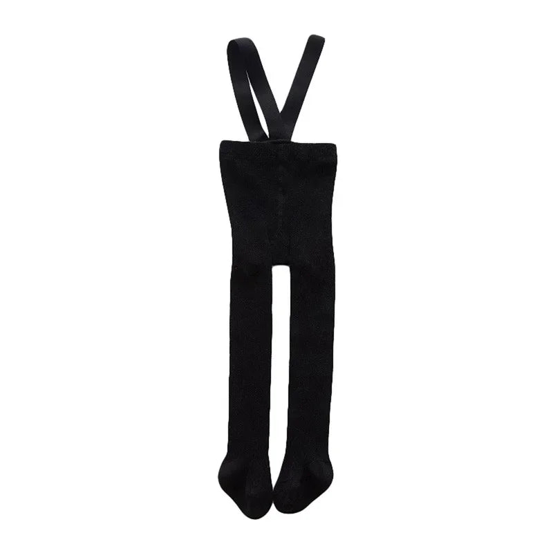 Children s Solid Color Winter Leggings with Stretchable Suspender Tights for Girls and Boys - Infant and Toddler Baby Pantyhose - Evallys.com