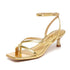 Women's Strappy Kitten Heels Square Toe Flip Flops Low Heels Ankle Strap Party Dress Thong Heeled Sandals - Evallys.com