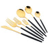 48pcs Black Gold Cutlery Set Knife Fork Coffee Spoon Dinnerware Stainless Steel Tableware Flatware Western Kitchen Silverware