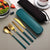 Portable Cutlery Set for Camping & Travel 4pcs Stainless Steel Knife, Fork, Spoon Kit with Storage Box