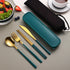Portable Cutlery Set for Camping & Travel 4pcs Stainless Steel Knife, Fork, Spoon Kit with Storage Box