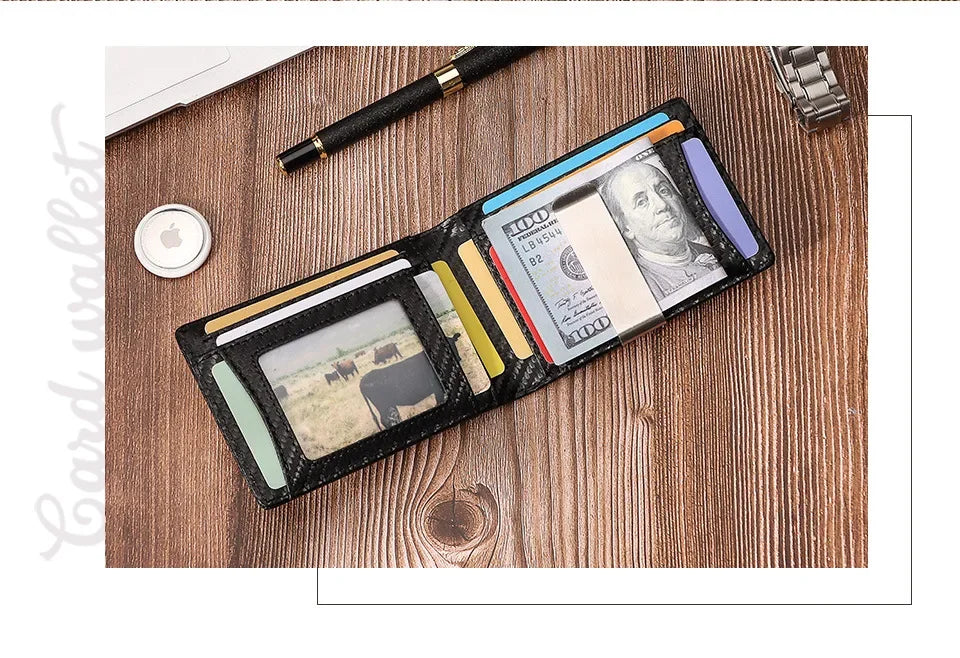 RFID Cowhide Leather Small Wallets AirTag high quality Man's Card Holders Short Wallets Money Clips Women - Evallys.com