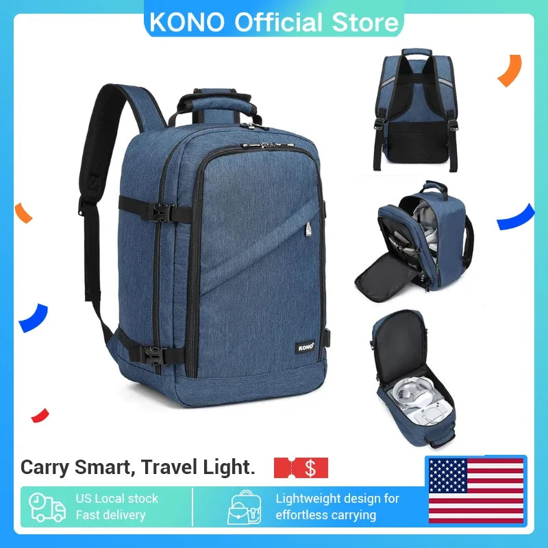 Kono Carry-On Backpack – EasyJet Cabin Bag 40x25x20cm Travel 20L - Evallys.com