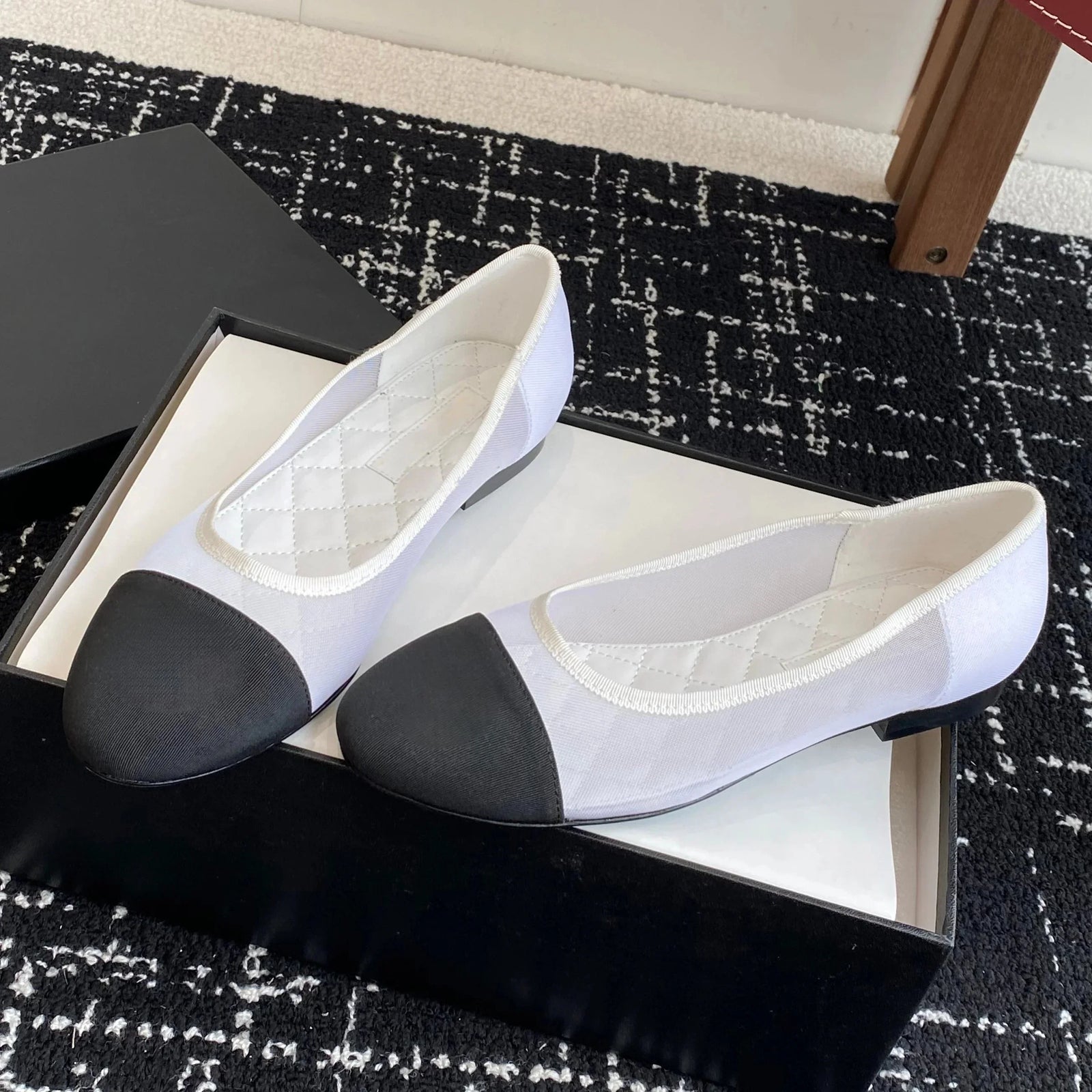 Women’s Mesh Patchwork Mary Janes – Pointed Toe Ballet Dance Flats - Evallys.com