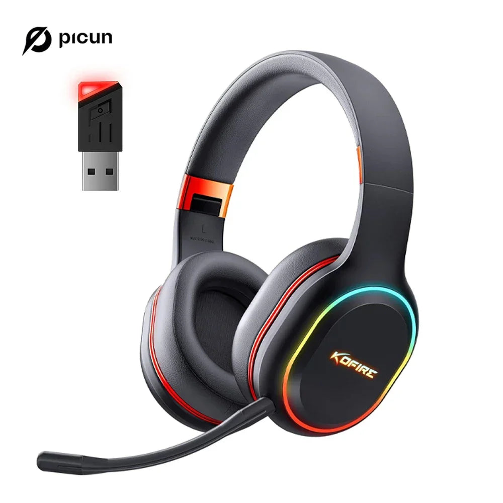 Kofire UG-05 Gaming Headphones 2.4G BT5.0 Wireless Headset With Mic RBG Light Vibration Bluetooth Earphone For PS4 PS5 PC Switch - Evallys.com