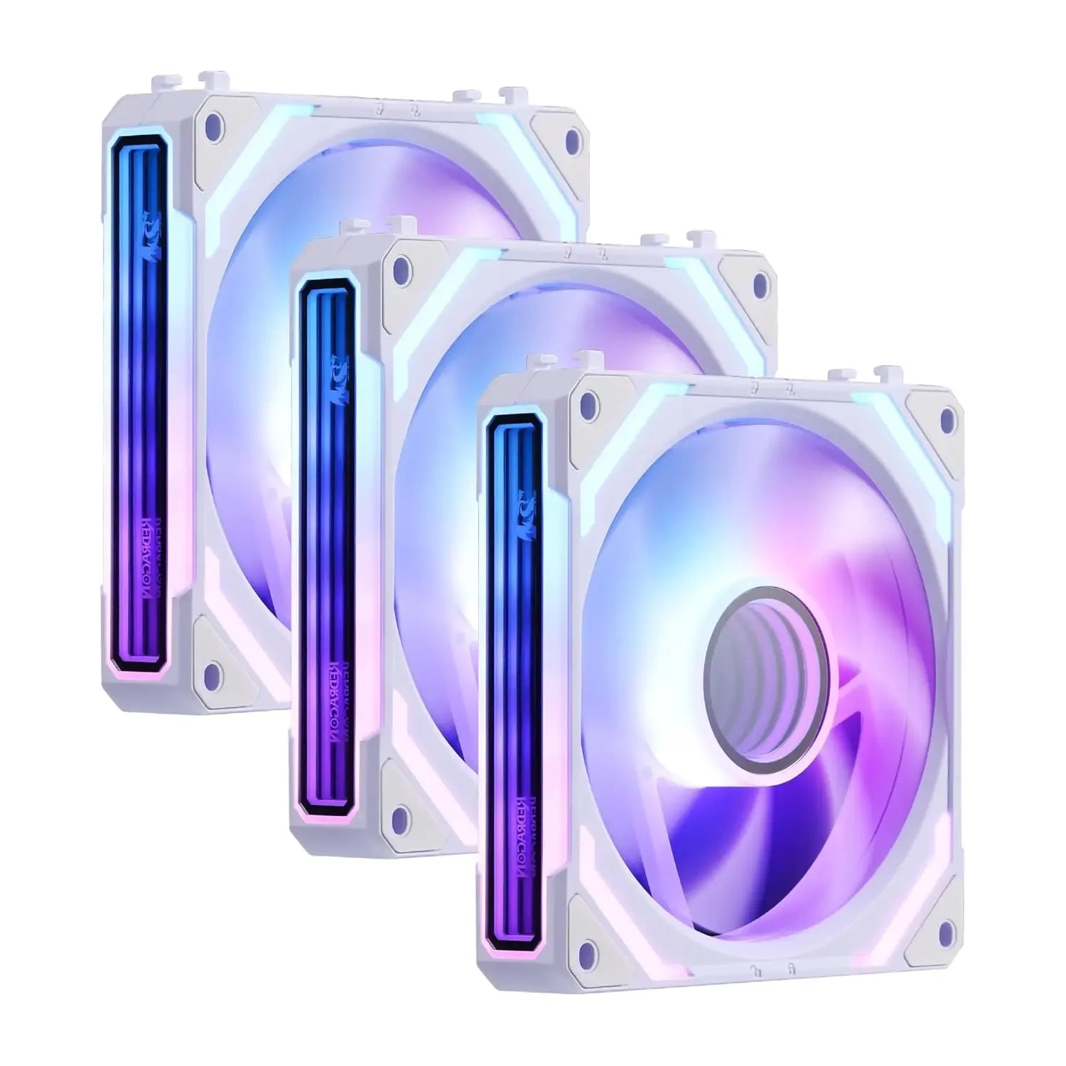 Redragon GCF012 Standard 120mm 4 Pin PWM PC Case Fan for Radiator/Computer Case Cooling, 120x120x25mm, 3 Pack, White - Evallys.com