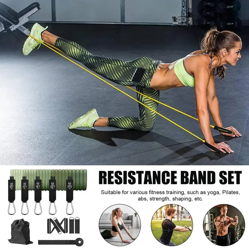 Workout Bands Set 11pcs Elastic Workout Bands Elastic Bands For Strength Training For Men And Women Workout Equipment - Evallys.com