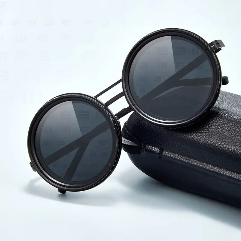 Adjustable 1-9 Sunglasses with ND Filter Lenses Retro Glasses Fishing Filter Glasses for Men Driving Fishing - Evallys.com