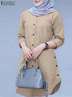 ZANZEA Women’s Abaya Blouse – Casual Islamic Long Sleeve Tops 2024 - Evallys.com