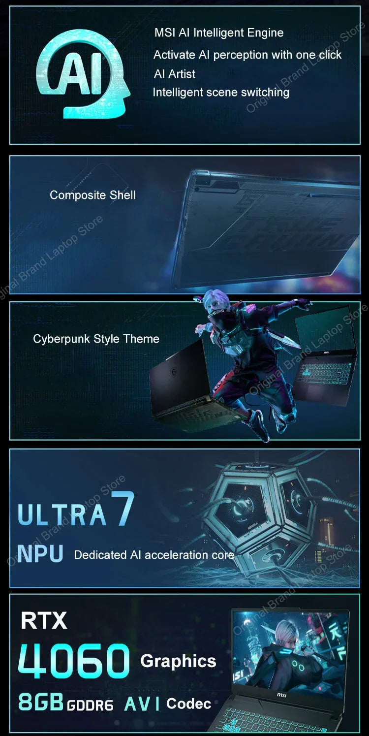 2024 MSI Cyborg 15 Gaming Laptop 15.6 Inch FHD 144Hz IPS Screen Netbook Intel Ultra7-155H 16GB 512GB RTX4060 Notebook Computer - Evallys.com # #