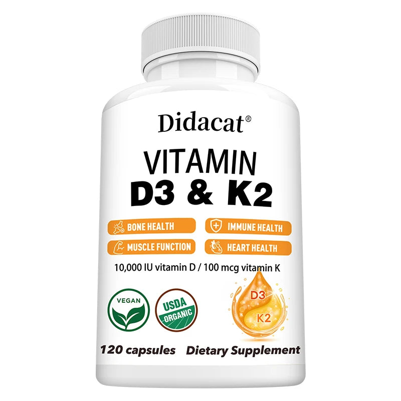 D3 & K2 Vitamins Supplement 10,000 IU for Heart, Bone & Immune Support