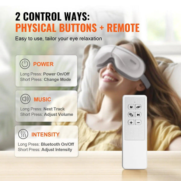 & Remote Eye Massager with Heat Eye Care Device 5 Modes Bluetooth Music - Evallys.com # #