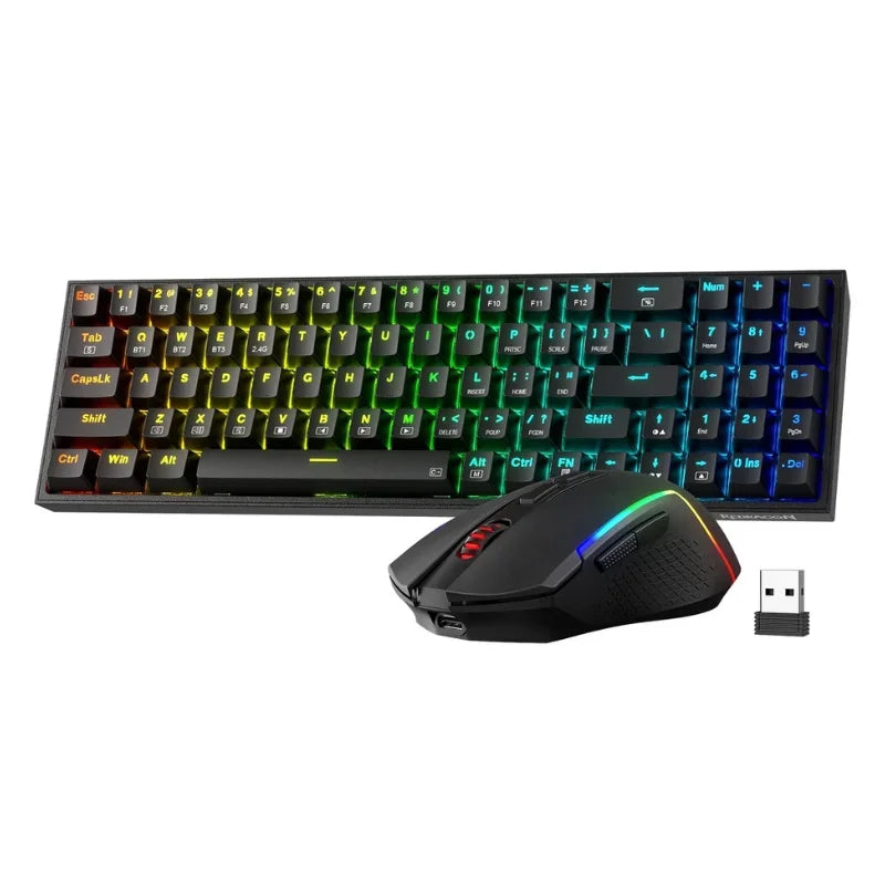 Redragon BS136 Gaming Keyboard & Mouse Combo, 75% K628 Tri-Mode Wireless RGB Mechanical Keyboard and 7200 DPI Gamer Mouse Bundle - Evallys.com