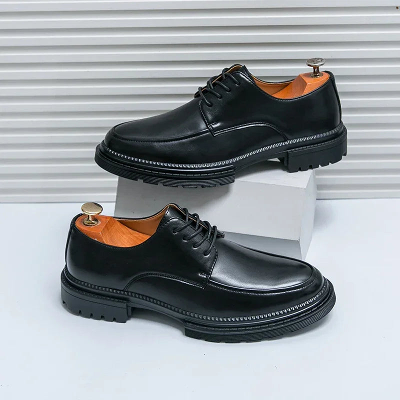 Mens Oxford White Leather Shoes Whole Luxury Formal Business Wedding Dress Shoes for men Thick bottom Casual Original Moccasins - Evallys.com