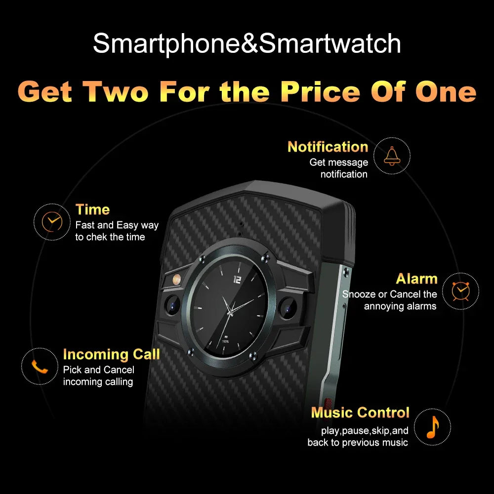 Unihertz Tick Tock 5G Rugged Smartphone Android 128GB 48MP Camera Cellphone 6000mAh Phone with Dual-Screen IP 68 Waterproof - Evallys.com