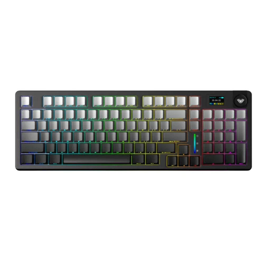 AULA S98pro Wireless Mechanical Keyboard Gasket Hot-swap Gaming Keyboard with Mini TFT Color Screen and Multi-function Knob - Evallys.com