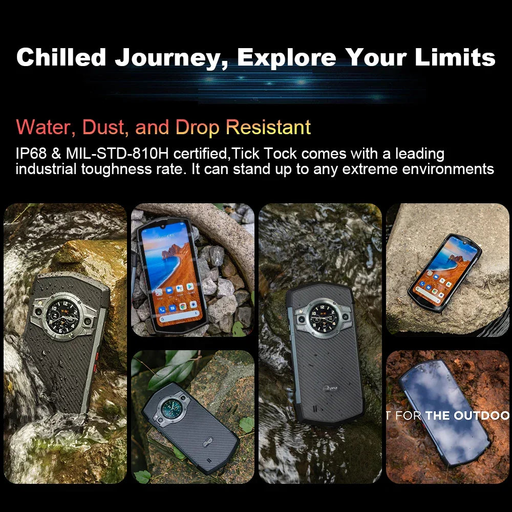Unihertz Tick Tock 5G Rugged Smartphone Android 128GB 48MP Camera Cellphone 6000mAh Phone with Dual-Screen IP 68 Waterproof - Evallys.com