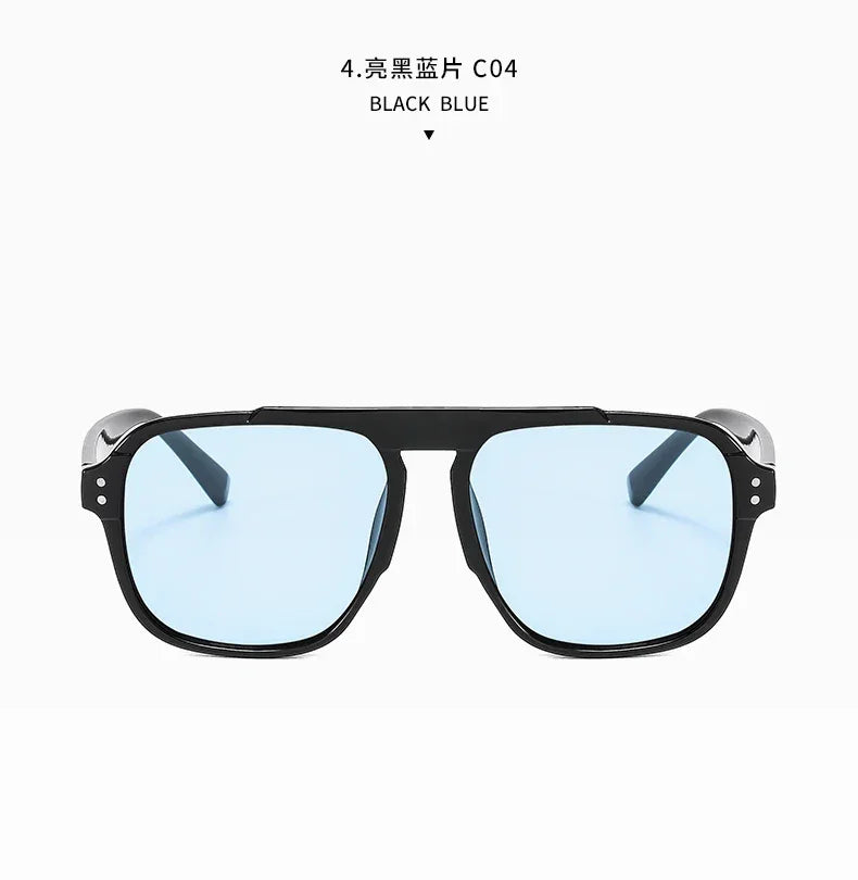 SORVINO Oversized Red Square Rivets Sunglasses Fashion Women Vintage Brand Designer Men Trendy Yellow Sun Glasses Shades UV400 - Evallys.com