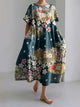Harajuku Floral Print Women’s Dress – Loose Fit Ankle-Length Casual - Evallys.com