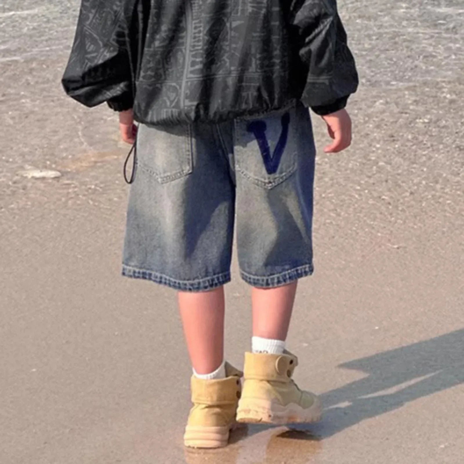 Long Shorts Boys Denim Shorts Boys Straight Jeans Shorts Summer Casual Shorts With Pocket Boys' Shorts Thin Kids Shorts 8 9 - Evallys.com