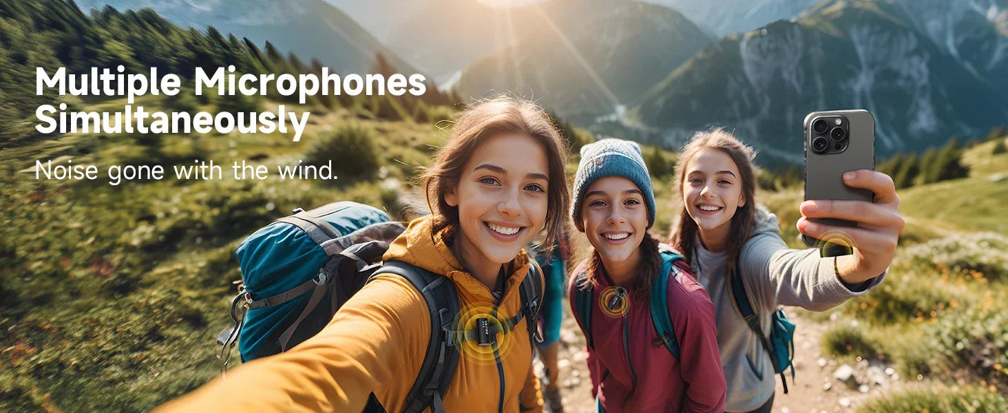 vernee V10 Wireless Lavalier Microphone 60M Noise Cancellation Vlog Short Video Recording Mini Mic for iPhone/Android - Evallys.com