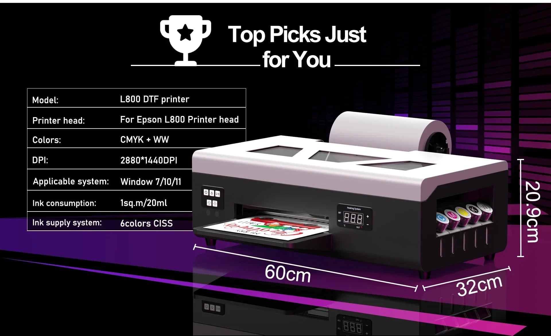 A4 DTF Printer for Epson L805 Direct to Film DTF Impresora Heat Transfer DTF Printer for Clothes Tshirt DTF Printing Machine - Evallys.com