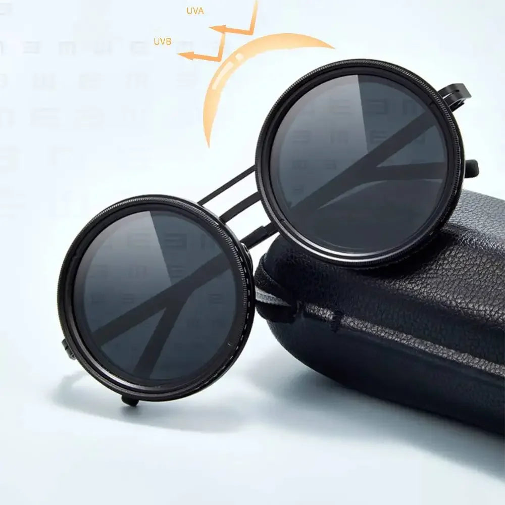 Adjustable 1-9 Sunglasses Fishing Rounded Polarized Glasses Unisex Vintage Style Handcrafted Retro Glasses with ND Filter Lenses - Evallys.com