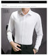 New Plus Size Men Solid Color Business Shirt Fashion Classic Basic Casual Slim White Long Sleeve Shirt Brand Clothes - Evallys.com