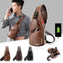 Men’s PU Leather Chest Bag – USB Charging Travel Crossbody Messenger - Evallys.com
