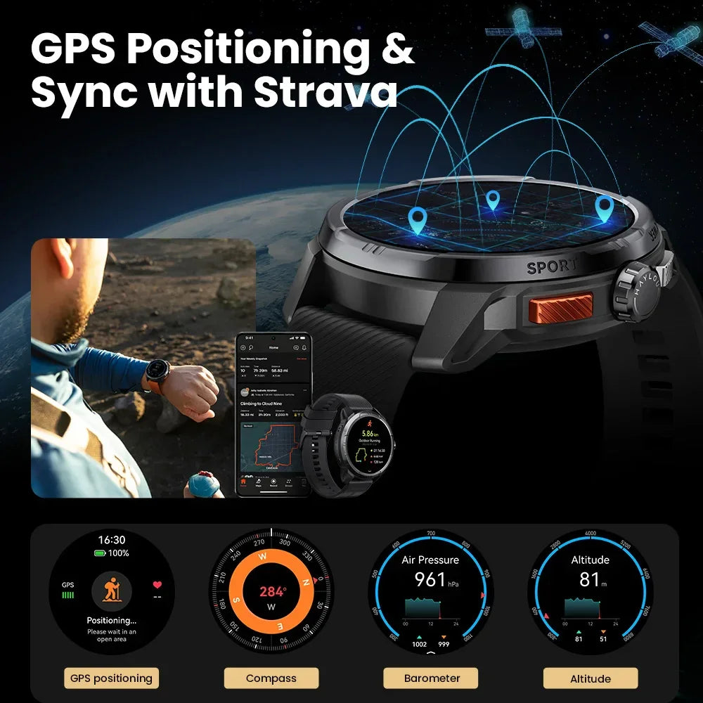 HAYLOU Solar Ultra GPS Smart Watch 1.6” AMOLED Display 60Hz Refresh Rate Bluetooth Calls 5ATM Water Resistance Sports Smartwatch - Evallys.com