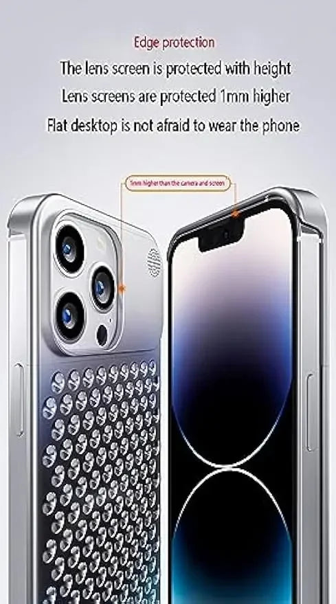 Aromatherapy Phone Case Anti-Scratch Protective Cover Aviation Metal Cooling Simple Shell For iPhone 14 Plus 13 12 15 Pro Max - Evallys.com