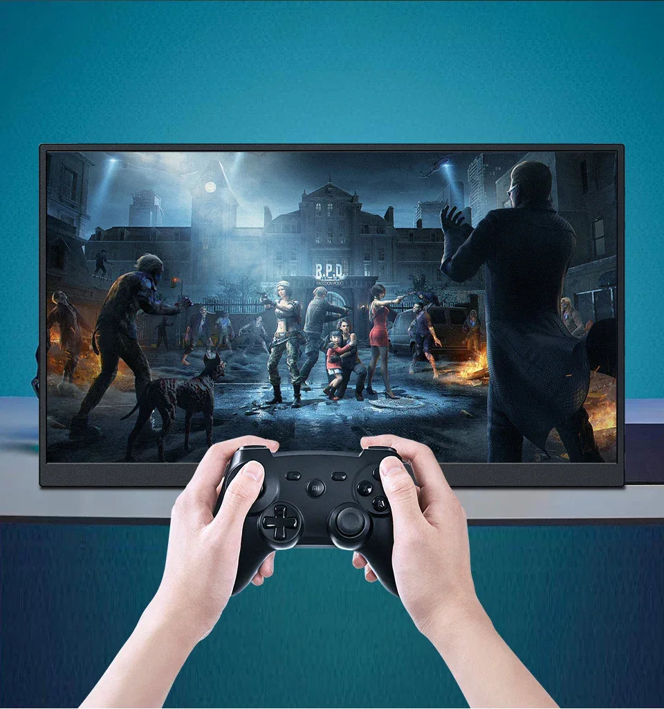 HGFRTEE 15.6inch Portable Monitor FHD-IPS Panel Second Screen for Laptop Gaming Extended Display with Type C HDMI - Evallys.com