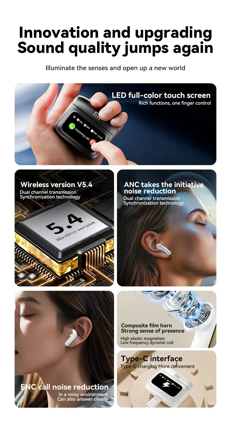 Xiaomi ANC Wireless Earbuds Bluetooth Earphone Touch Screen airpods Control Active Noise Reduction In Ear Headphone Bulit in Mic - Evallys.com