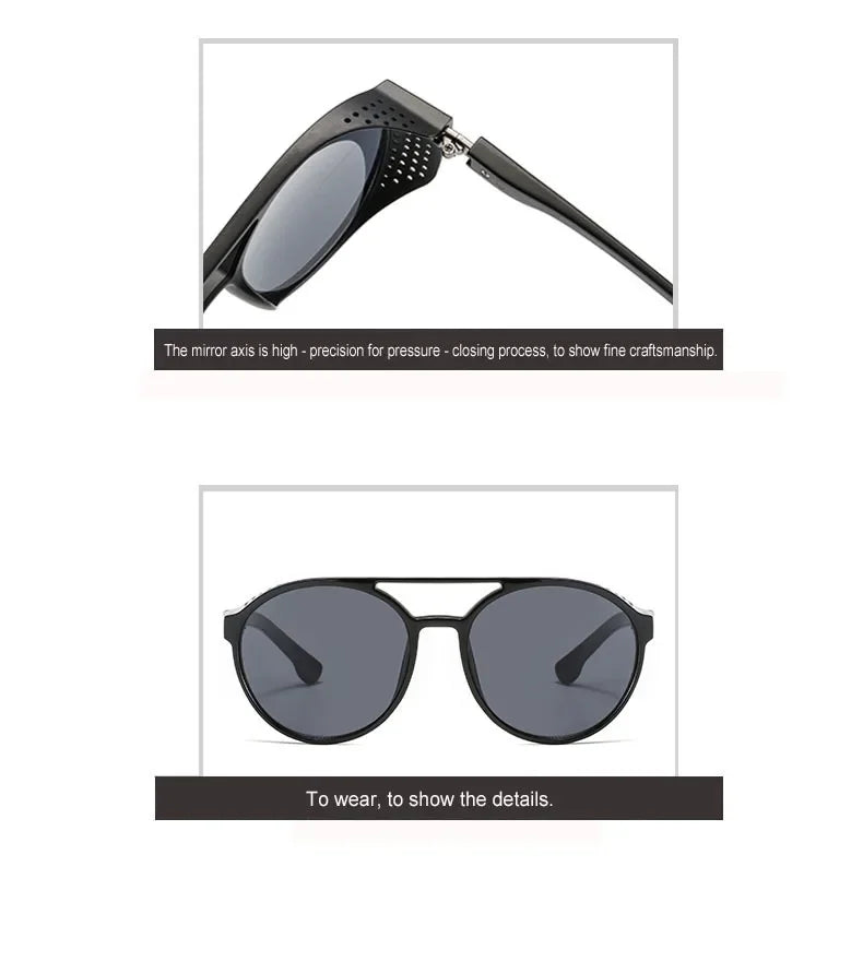 Men Fashion Round punk Sunglasses Women/Men 2022 Vintage Round Sun Glasses High Quality Brand Designer Sunglass de sol UV400 - Evallys.com