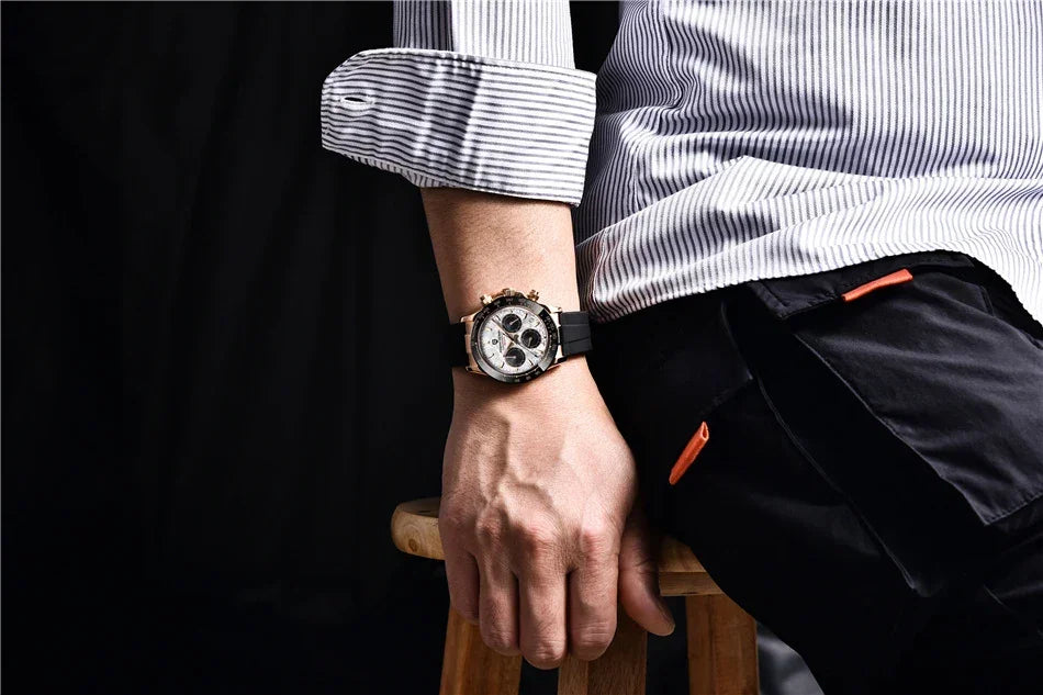 40mm New V2 PAGANI DESIGN Men's Quartz Watches Sapphire Retro Chronograph Stainless Steel Waterproof Watch Men Relogio Masculino - Evallys.com