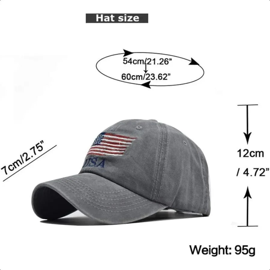 Retro American Flag Baseball Cap – Adjustable Unisex Trucker Hat - Evallys.com