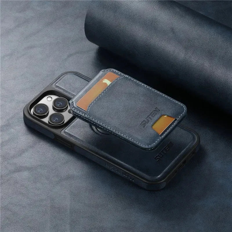 2 in 1 detachable With Magsafe Wireless Charging Wallet Leather Phone Case For iPhone 16 15 Pro Max 14 13 12Pro Magnetic Cover - Evallys.com